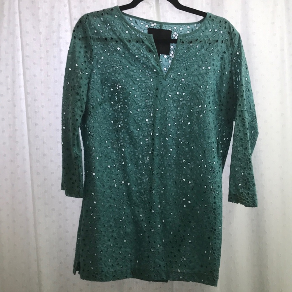 Lace teal tunic